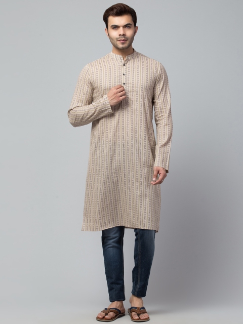 

Waahiba Men Grey Striped Thread Work Kurta