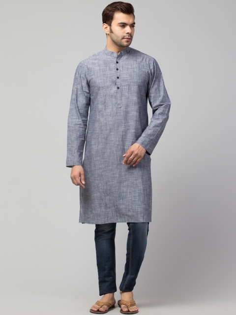 

Waahiba Men Grey Thread Work Kurta