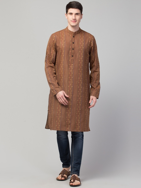 

Waahiba Men Brown Thread Work Kurta