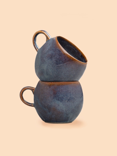 

SHAY Set Of 2 Purple Glossy Stoneware Coffee Mugs
