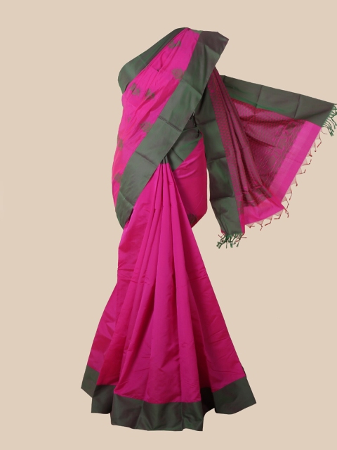 

Pothys Pink & Black Woven Design Pure Silk Saree