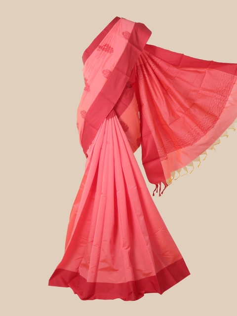 

Pothys Peach-Coloured Ethnic Motifs Pure Silk Saree