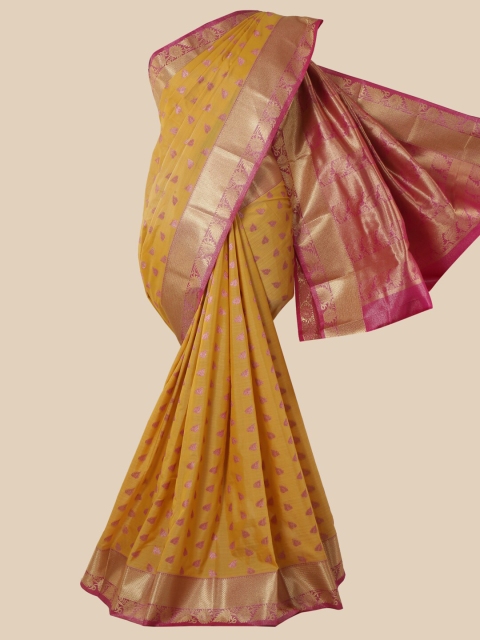 

Pothys Yellow & Gold-Toned Woven Design Zari Art Silk Saree
