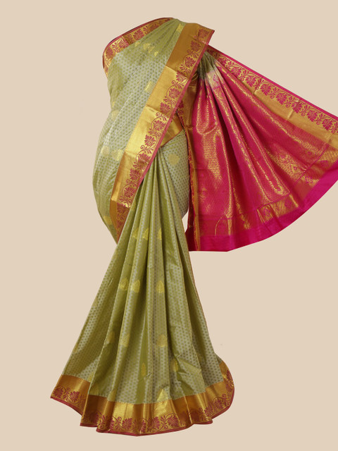 

Pothys Green & Pink Ethnic Motifs Zari Art Silk Saree