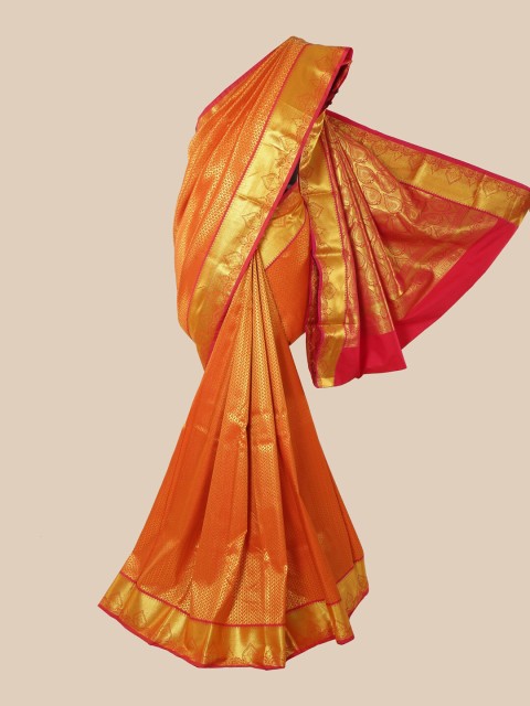 

Pothys Orange Floral Art Silk Saree