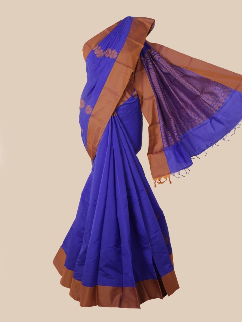 

Pothys Blue & Brown Woven Design Pure Silk Saree