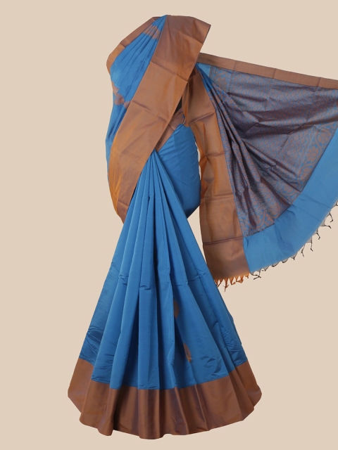 

Pothys Blue & Brown Woven Design Pure Silk Saree