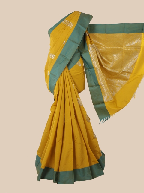 

Pothys Yellow & Green Woven Design Zari Pure Silk Saree