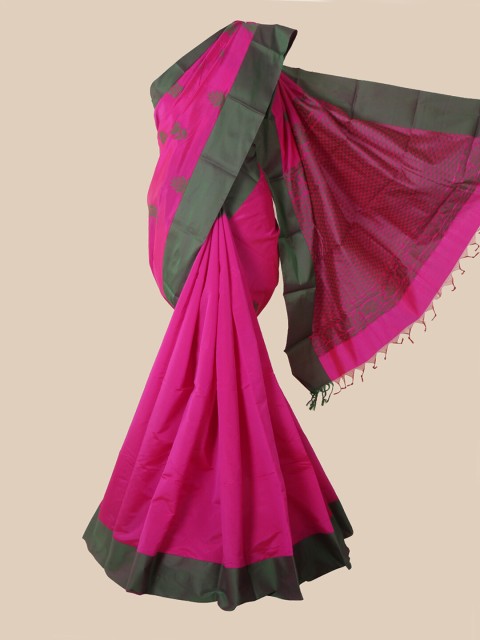 

Pothys Pink & Grey Ethnic Motifs Pure Silk Saree