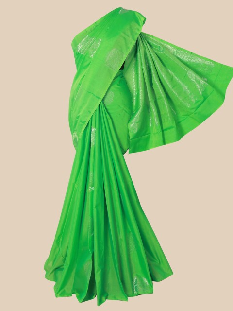 

Pothys Green & Silver-Toned Woven Design Zari Art Silk Saree