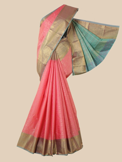 

Pothys Pink & Gold-Toned Woven Design Zari Art Silk Saree