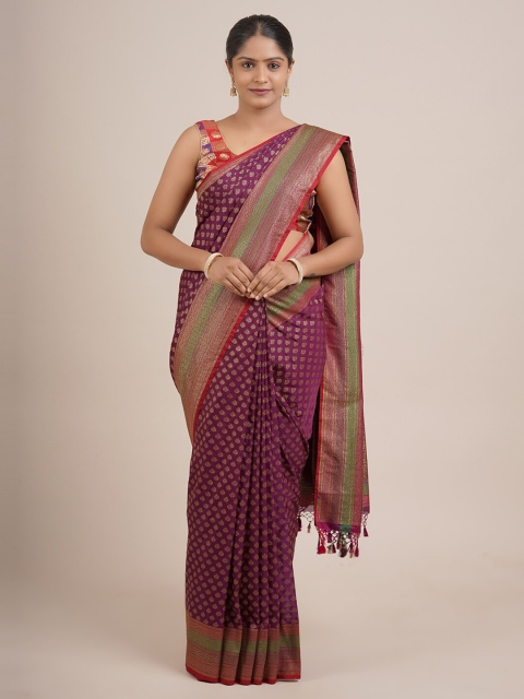 

Pothys Magenta & Green Woven Design Zari Pure Silk Saree
