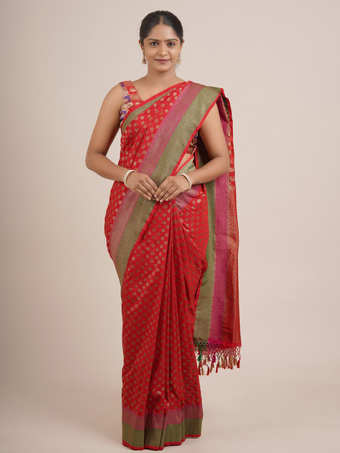 

Pothys Red Woven Design Pure Silk Saree