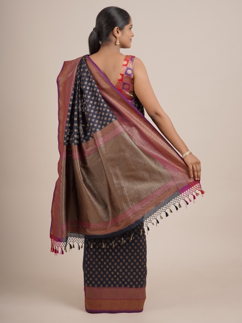 

Pothys Blue & Brown Woven Design Zari Pure Silk Saree