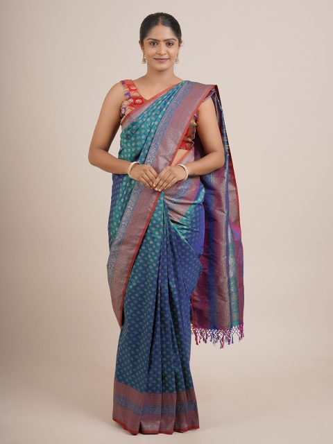

Pothys Blue & Pink Woven Design Zari Pure Silk Saree