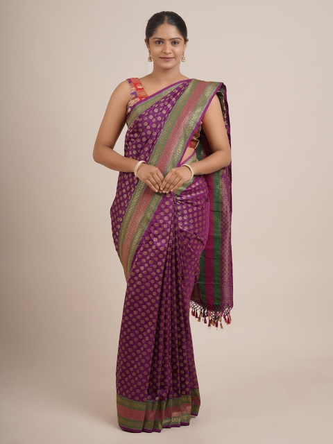 

Pothys Violet Floral Zari Pure Silk Saree