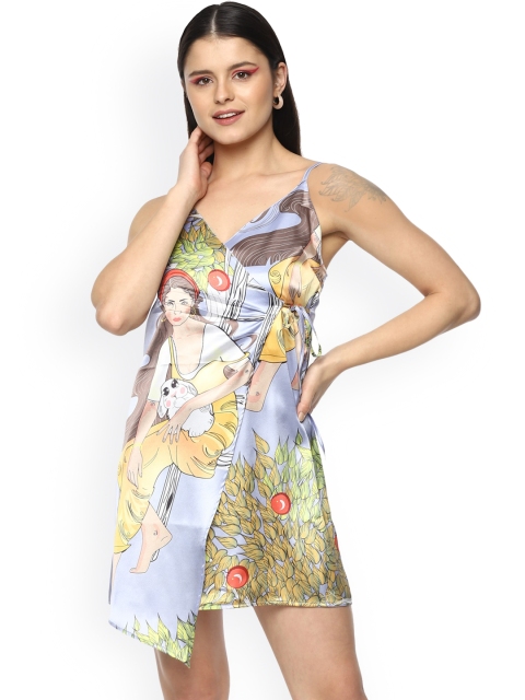 

NOCHEE VIDA Blue & Printed Betsy Farmlady Overlap Camisole