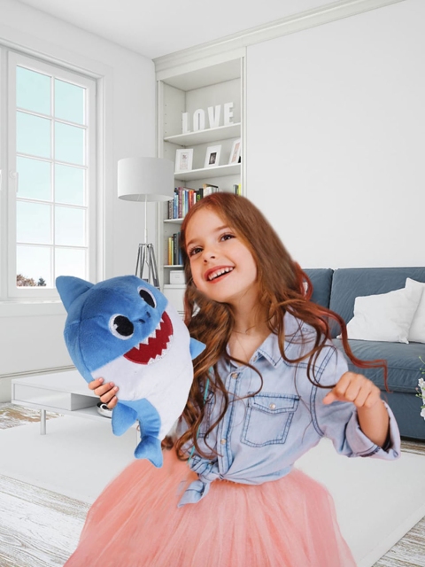 pinkfong BABY SHARK Kids Blue & White Shark Stuffed 12 Inch Soft Plush ...