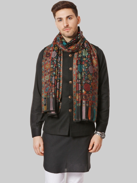 

Pashtush Men Black Printed Woolen Shawl