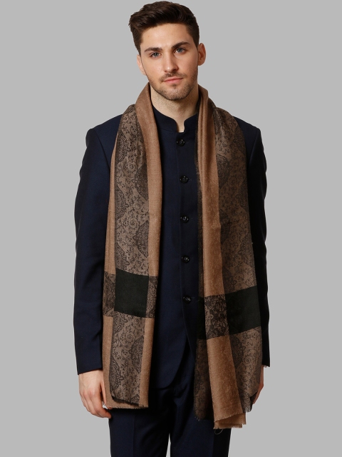 

Pashtush Men Beige & Black Woven Design Woolen Shawl
