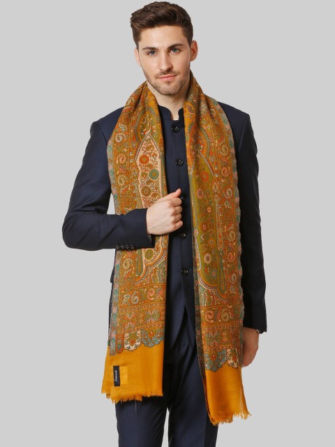 

Pashtush Men Mustard Shawl Printed Woolen Shawl