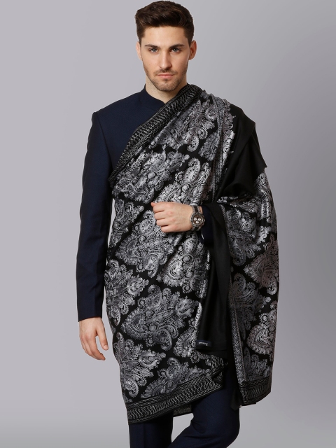 

Pashtush Men Black Printed Shawl