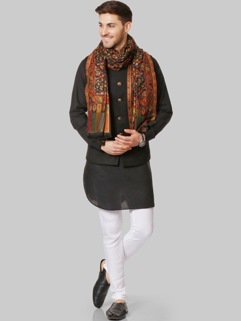 

Pashtush Men Black Floral Printed Shawl