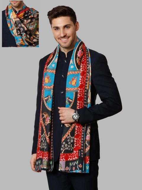 

Pashtush Men Multi-Colored Printed Woolen Shawl