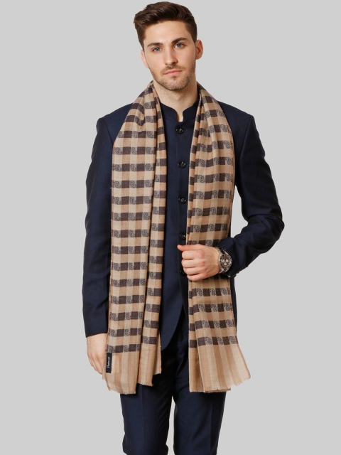 

Pashtush Men Brown & Beige Checked Woven Design Shawl, Black