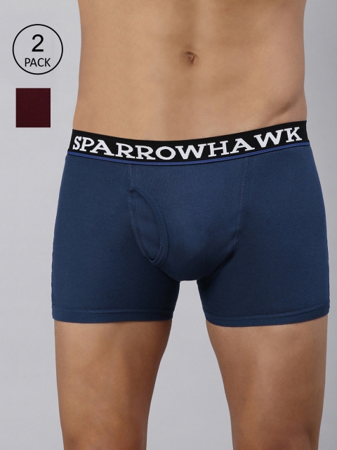 

SPARROWHAWK Men Pack of 2 Solid Cotton Trunks 0222MTKSOML2RI15, Blue
