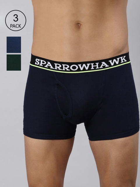 

SPARROWHAWK Men Pack of 3 Solid Cotton Trunks 0222MTKSOML3RI19, Blue
