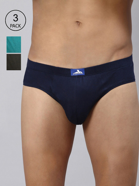 

SPARROWHAWK Men Pack Of 3 Solid Cotton Basic Briefs 0222MBFSOML3IE26, Green