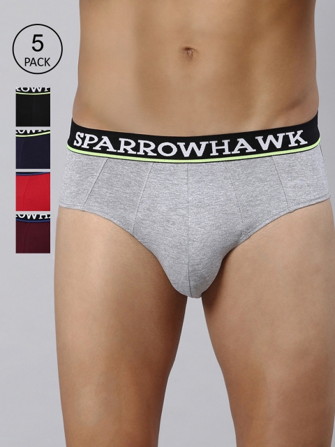 

SPARROWHAWK Men Pack Of 5 Multi Solid Briefs 0222MBFSOML5OE31