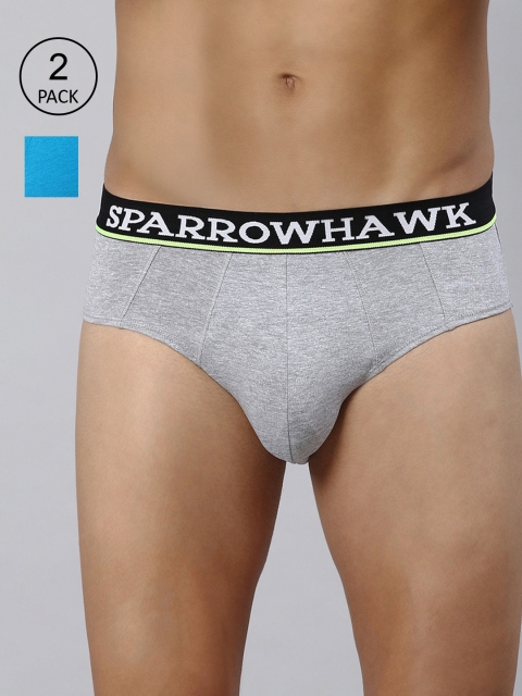 

SPARROWHAWK Men Pack Of 2 Grey Solid Low Rise Basic Briefs
