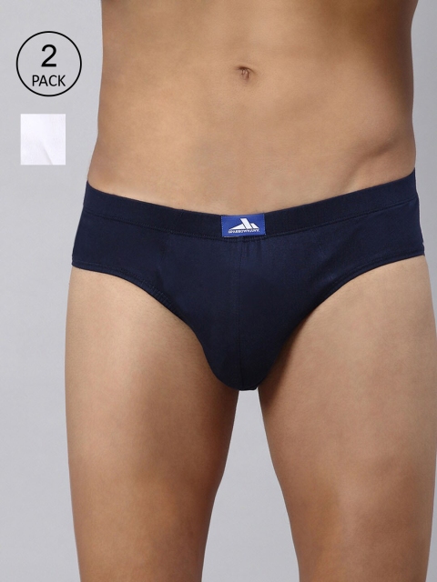 

SPARROWHAWK Men Pack Of 2 Navy Blue & White Solid Cotton Basic Briefs