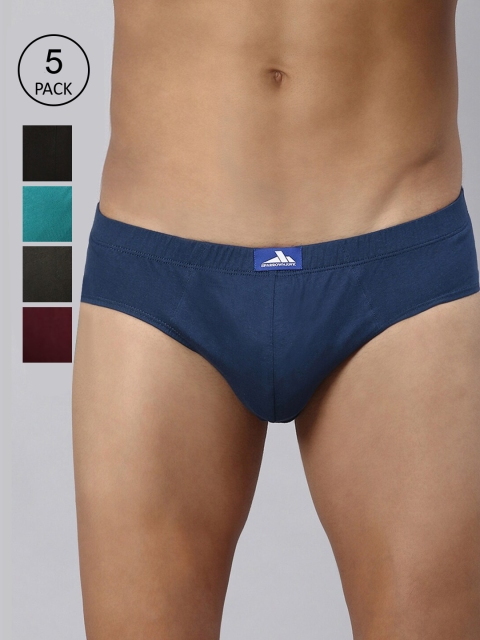 

SPARROWHAWK Men Pack of 5 Solid Cotton Mid-Rise Basic Briefs, Blue