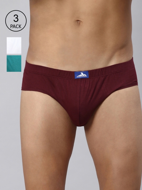 

SPARROWHAWK Men Pack Of 3 Maroon & White Solid Cotton Basic Briefs