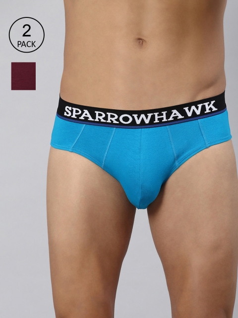 

SPARROWHAWK Men Pack Of 2 Solid Cotton Basic Briefs 0222MBFSOML2OE16, Blue
