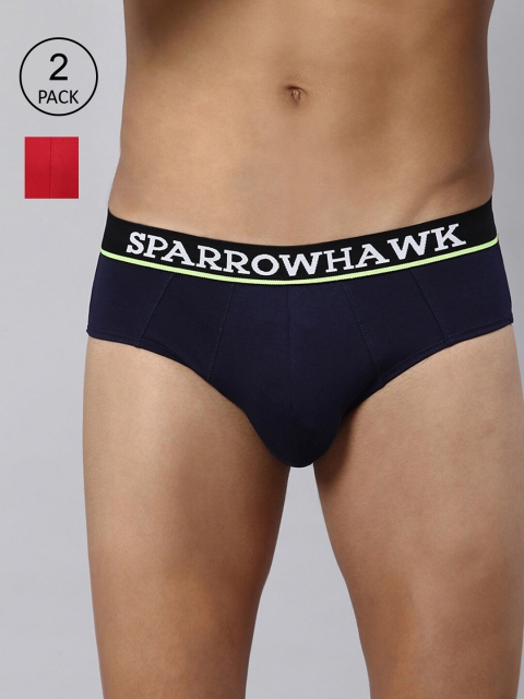 

SPARROWHAWK Men Pack Of 2 Solid Cotton Basic Briefs, Black