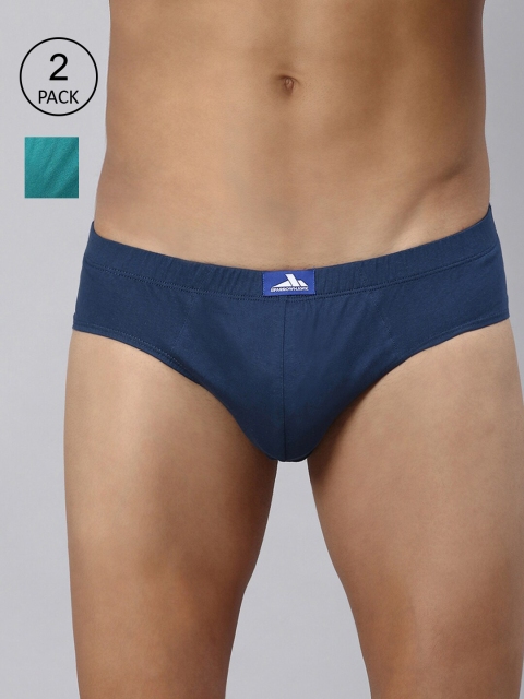 

SPARROWHAWK Men Pack Of 2 Blue & Green Solid Cotton Basic Briefs 0222MBFSOML2IE19