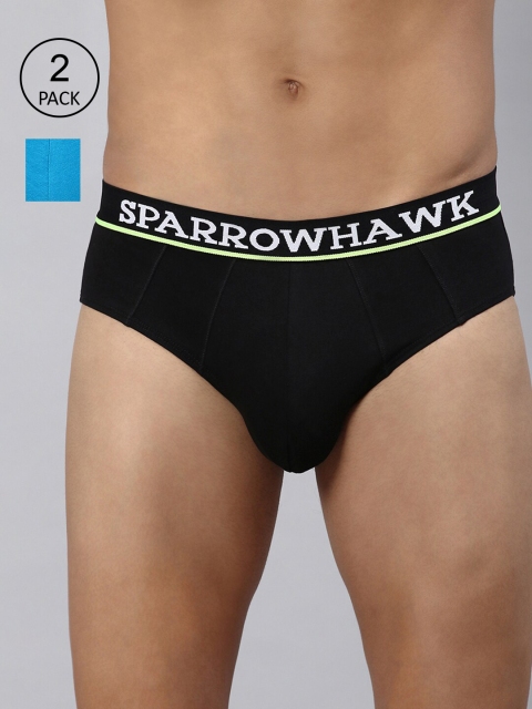 

SPARROWHAWK Men Pack of 2 Solid Cotton Basic Briefs, Blue