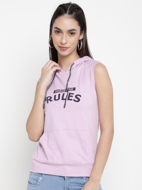 

V2 Value & Variety Lavender & Black Typography Print Hooded Top