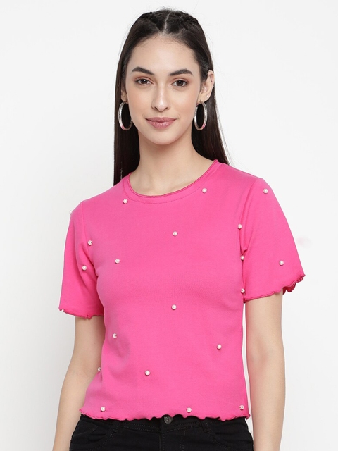 

V2 Value & Variety Women Pink Embellished Top