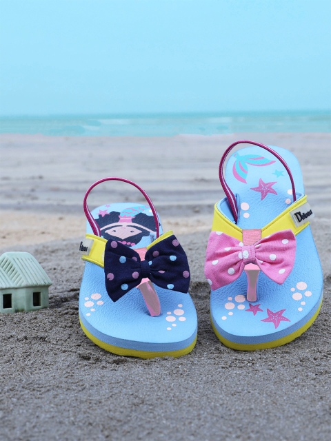 

DChica Girls Blue & Yellow Printed Room Slippers