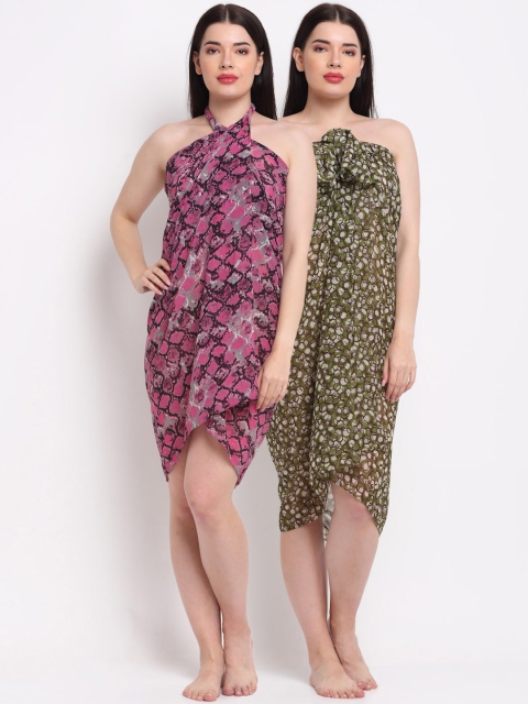 

EROTISSCH Women Pack of 2 Printed Sarongs, Green