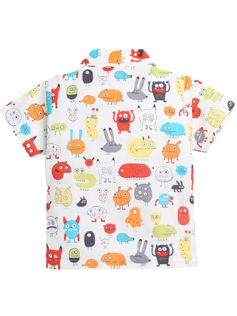 

NAUTI KIDZ Boys Off-White & Red Printed Cotton Pyjama Set