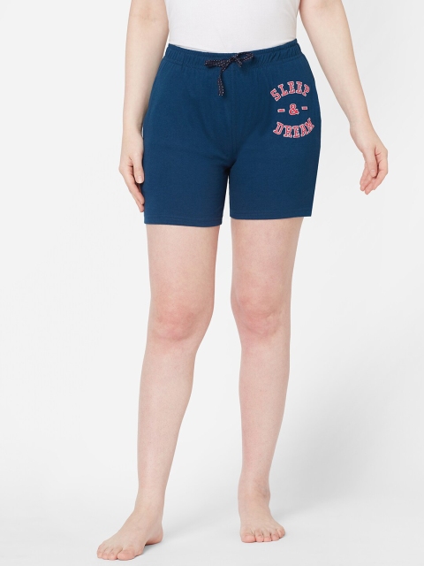 

Sweet Dreams Women Navy Blue & Pink Printed Cotton Lounge Shorts