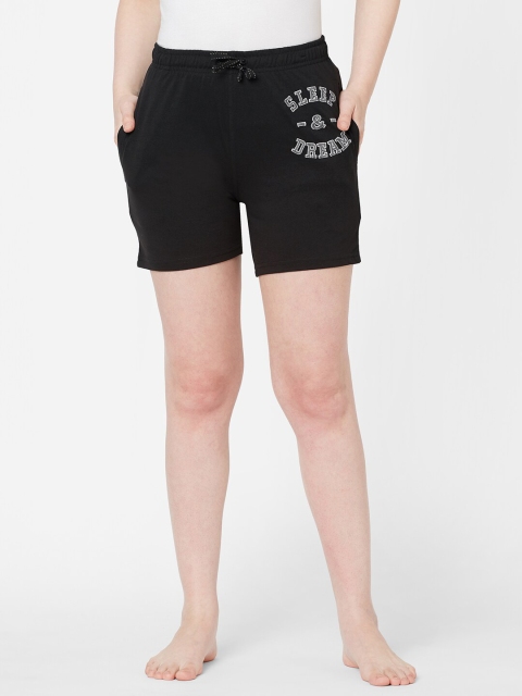 

Sweet Dreams Women Black & Grey Printed Cotton Lounge Shorts