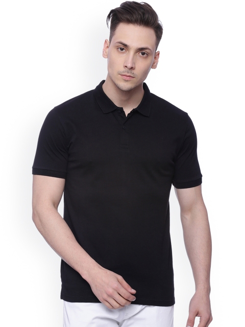 

HIGHLANDER Men Black Solid Slim Fit Polo T-shirt