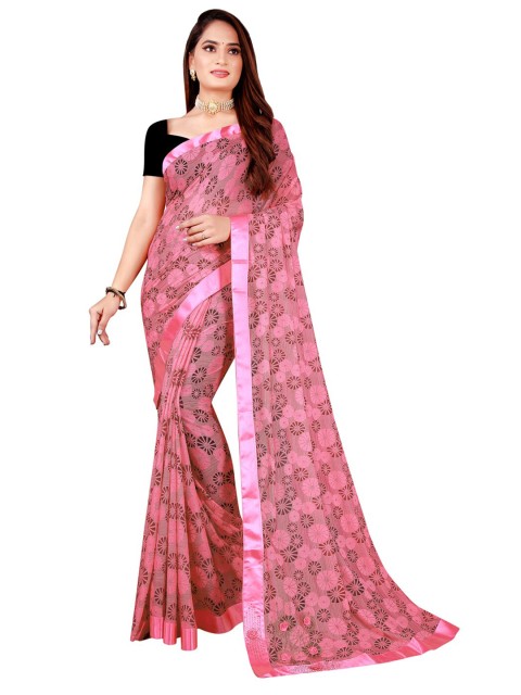 

Florence Coral Red Printed Art Silk Saree
